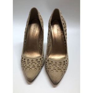 BCBG suede cutout pattern heels size 6